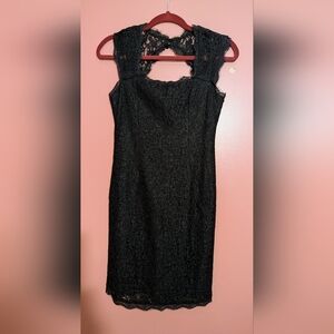 Adrianna Papell Black Strapless Lace Dress